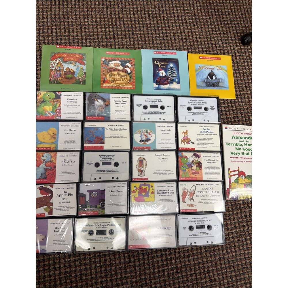 Lot Of 25 Kids Books & Audio Cassette Tapes (21) Cd (4) Homeschool Scholastic